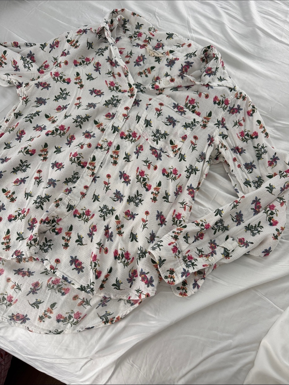 Lucky Brand White Floral Button-Down Shirt